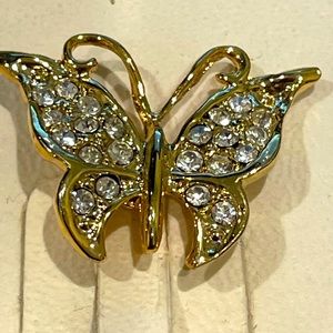 Vintage Rhinestone Butterfly Pin Brooch Pure Allure New